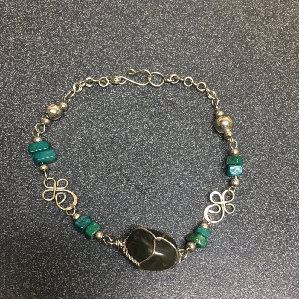 Turquoise and Silver Bracelet/Anklet from Hawaii